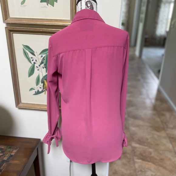 Express Dusty Rose Bow Sleeve Portofino Blouse ~ M ~ - Picture 2 of 6